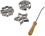 IBILI Backform-Set Blumenrosette 27x7 cm aus Edelstahl/Holz, Silber/braun, 27 x 7 x 7 cm, 4-Einheiten