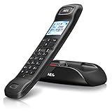 AEG Tongoo 15 - Schnurloses 1.6' Design DECT-Telefon mit Freisprecheinrichtung, Anrufbeantworter und Anruf Blocker, Schwarz