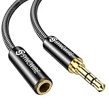 Syncwire Klinke Verlängerung 2M - Nylon Audio Verlängerungskabel 3,5mm Stereo [Vergoldete Kontakte] Aux Verlängerungskabel für Kopfhörer, Auto, Autoradios, Smartphones, Tablets, MP3-Player (Schwarz)