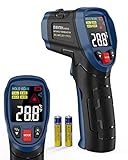 Eventek Infrarot Thermometer -58°F~1112°F (-50°C～600°C), IR Pyrometer Berührungslos Digital Laser-Temperaturmessgerät mit Einstellbarer Emissionsgrad für Küche/Barbecue/Gefrierschrank/Industrie