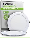 HAGEMANN® 1 x LED Panel rund 18 Watt 1620lm – Ø 205mm Bohrloch – flach 230V Deckenleute Einbauleuchte