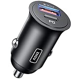 INIU Zigarettenanzünder USB Adapter, [USB C 30W+USB A 30W] 12V USB Steckdose, 5A Schnellladung dual Port Kfz Ladegerät, USB Car Charger für iPhone 13 12 11 X Samsung Galaxy S21 S20 Huawei AirPods iPad