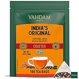 VAHDAM, Masala Chai Teebeutel (100 TEEBEUTEL) 100% ECHTE & NATÜRLICHE GEWÜRZE - Kardamom, Zimt, Schwarzer Pfeffer, Nelken | Chai Latte aufbrühen'