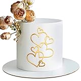 BETESSIN 2Pcs Herzen Torten Deko Acryl Gold Cake Topper Happy Birthday Kuchendeko Valentinstag Hochzeit Geburtstag Jubiläum Weihnachten Kuchendekoration