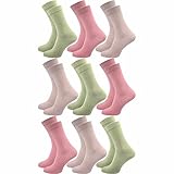 GAWILO Venensocken für Damen (9 Paar) | Ohne Gummibund & ohne drückende Naht | Socken mit Komfortbund | Weich & bequem (farbig 2, 39-42)