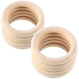 RosewineC 10 Stück Baby Holzringe Zum Basteln, 70mm Baby Kinderkrankheiten Ring Wood Teether Zahnen Ringe für Babys Kinderpflege, Holz Armband DIY Handwerk