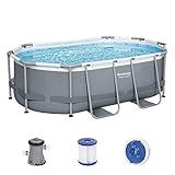 Bestway Power Steel Frame Pool-Set mit Filterpumpe 305 x 200 x 84 cm, grau, oval