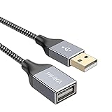 PIPIKA USB Verlängerung Kabel[2M], USB 2.0 Verlängerungskabel A Stecker auf A Buchse mit eleganten Alluminiumsteckern, Nylon Stoffmantel für Kartenlesegerät,Tastatur, Drucker, Scanner, Kamera