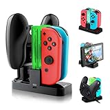 Opard Nintendo Switch Controller Ladestation mit 4 Slots für Joy-Con und 1 Typ-C USB Port für Switch Konsole/Pro Controller/Typ-C Geräte Ladestation mit LED-Anzeige