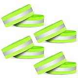 URAQT Reflektorband,4 Stücke Universal Reflektorbänder Running Sicherheitsband Reflektierend Klatscharmband Neon Reflektorbänder für Radfahren Joggen Geeignete Reflektoren für Kinder & Erwachsene