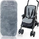 FILLIKID 100% Merino - Lammfell Auflage für Buggy und Kinderwagen / 5-Punkte-Gurtsytem geeignet 12-36 Monate