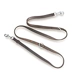 Jack & Russell Premium Fettleder Hundeleine Travis 2,0m - Hunde Lederleine extrem Stabil mit Edelstahl-Karabiner - Echtleder Leine mehrfach verstellbar – Travis (Dunkelbraun)