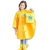 JTENG Kids Regenmantel Kinder Regenjacke Regen Regenponcho Regencape Regenbekleidung Cute Unisex Regenjacke Regen Slicker für Jungen Mädchen (Gelb, L)