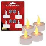 Idena 408998 - LED Teelichter, 4 Stück, elektrische Kerzen mit flackerndem Licht, inklusive Batterien, Deko für Hochzeit, Party, Weihnachten, Ostern, als Stimmungslicht