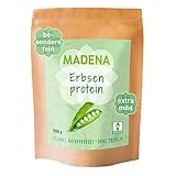 MADENA Erbsenprotein Pulver 1kg, veganes Protein mit 85% Proteingehalt, 100% Proteinisolat, extra mild und fein, glutenfrei laktosefrei