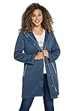 Ulla Popken Damen Gebreide jas, lange vorm, capuchon, 2-weg rits 795835 Strickfleece Jacke, mattes jeansblau, 46/48 Große Größen EU