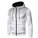 FMYONF Fleecejacke Herren Hoodie Herren Winterjacke MäDchen 164 Softshelljacke Herren Herrenmantel Winter Lang Parka Schneeanzug Hoodie Pullover Männer Workout Outfit Zipper Jacket W(A-White,L)