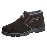 Gsheocm Business Schuhe Herren Stoff Herren Winter verdickter einfarbig Slip-On Flacher Boden Wander Freizeit warme Schneestiefel Baumwollschuhe Schuhe Herren Streifen