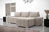 Furnitech Ecksofa M5 mit Schlaffunktion Sofa mit Bettkasten Polsterecke Schlafsofa Sofagarnitur (Ecksofa Rechts, M5-75-G3B-GPROY-BR3 klein)