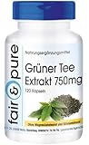 Grüner Tee Extrakt 750mg - entkoffeiniert - vegan - 120 Kapseln