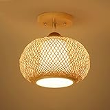 SDUYTDG Moderne Rattan-Pendelleuchte für Schlafzimmer, Bambuskäfig-Deckenleuchte, Bambus-Hängelampen für Wohnzimmer, Flurlampe