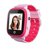 4G Smartwatch für Kinder, Wasserdicht Kinder Smartwatch mit GPS-Tracker, Anruf, Alarm, Schrittzähler, Kamera, SOS, Touchscreen WLAN Bluetooth Armbanduhr Jungen Mädchen (Pink- T5)