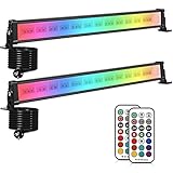 Linke RGB LED 42W Wallwasher 2er mit Fernbedienung Außenstrahler Dimmbar Flutlicht Bunt IP66 Wasserdicht Lightbar mit Memoryfunktion für Aussen Innen Baum Party Garten