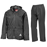 Result Herren Regenanzug bestehend aus Regenjacke und Regenhose, wasserdicht XL,Schwarz