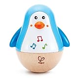 Hape Stehauf-Pinguin, Stehaufmännchen aus Holz, blau, Babyspielzeug ab 6 Monate, Motorikspielzeug aus Holz, 5'' x 2''