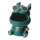 Bddalpke Aufbewahrungsbox aus Kunstharz, Hund, Tierfigur, Skulptur, coole Bulldogge, Statue, Schreibtisch, Kleinteile, Behälter, moderne Zuhause, Zimmer, Tischdekoration (Dunkelgrün L)