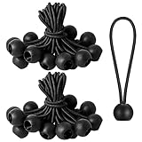 Sunjun 20 Stück Gummischlaufen Expanderschlingen Spanngummis mit Kugel für Banner, Partyzelt, Zeltgummis, Gummischlaufen usw, Schwarz, 20*8*2cm, Sunjun-117