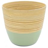 Dehaus® Stilvolle Handgemacht Bambus Blumentopf, Pflanztopf, Pflanzkübel, Blumenkübel, Blumentöpfe, moderner Übertöpfe für Zimmerpflanzen, Plant Pot, Flower Pot, Groß 22cm D x 21cm H (Salbeigrün)