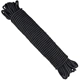 30M Paracord Seil Schwarz, 6MM Dick Nylon Outdoor Seil, Kletterndes Zugbinde Seil für kampierenden Garten im Freien