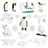 ELECLAND 20 Stück Winter Tiere Figuren Realistische Pinguin Polar Schnee Bär Schneeflocken Siegel Delphin Weihnachten Miniatur Figur Spielzeug für Wohnkultur Weihnachtsschmuck Kuchendekorationen