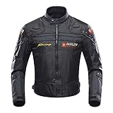 BORLENI Motorradjacke Herren Motorrad Jacke Winddicht mit Protektoren Protektoren Jacke Roller Biker Touren Damen Schwarz XL