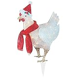 Huhn Weihnachten Ornamente LED Licht Hahn Tier Gartenstecker Acryl Xmas Atmosphäre Hof Kunst Urlaub Dekoration für Festival Party