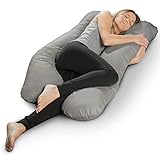 sleepling 196767 Bodypillow | Schwangerschaftskissen | Seitenschläferkissen | Lagerungskissen | Mikrofaser (abnehmbar und 60 Grad waschbar) | Ökotex | Made in EU | 140 x 75 x 20 cm, grau