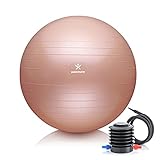 BODYMATE Gymnastikball Sitzball Trainingsball mit GRATIS E-Book inkl. Luft-Pumpe, Ball für Fitness, Yoga, Gymnastik, Core Training, für starken Rücken als Büro-Stuhl New Rose Gold 65cm