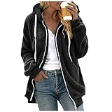 Gute Daunenjacken Damen Fleecejacke Warm Lang Winterjacke Gefüttert Hoodie Übergangsjacke Outdoor-Softshelljacken Für Damen MantelJacke Klassische Mittellange Parka Kunstpelz Kapuzen Mäntel