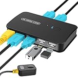 4K KVM Switch HDMI für 2 PC, 4K@30Hz, 3 USB 2.0, USB KVM Umschalter Aktie Monitor Maus Tastatur Drucker Scanner USB-Geräte, Mit HDMI KVM Kabel