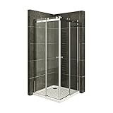 i-flair Schiebetuer 90x90 cm Eckdusche Duschkabine Eckeinstieg mit Rollsystem aus Sicherheitsglas (ESG) 200 cm hoch #88