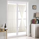 ele ELEOPTION French Türvorhang Einfacher Stil Reinweiße Chiffon-Gardinen Romantische Wohnkultur Französische Vorhänge Halbtransparent Vorhang für Terrassen- und Glastürfenster, 1 Stück (137 * 183cm)