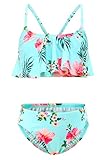 Moon Tree Mädchen Bikini Badeanzug Rüschen Hawaiian Badeanzug Strand Regenbogen, Blumen 20, 9-10 Jahre