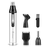 Nasenhaartrimmer 4 in 1 Nasenhaarschneider Ohrhaarschneider, Nase/Bart Haartrimmer Augenbrauen Trimmer Esichtshaartrimmer mit USB Kabel für Männer und Frauen, Wasserabweisendem Doppelklingen