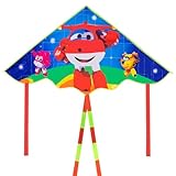 Drachen Kinder, Kinderdrachen mit Super Wings Motiv,Outdoor-Spielzeug für Kinder Drachen für Super Wing-Fans, Drachenschnur Einleiner Flugdrachen für Beach Trip Outdoor Games, Perfekt für Anfänger