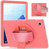 Junfire Samsung Galaxy Tab A7 Hülle 10,4 Zoll 2020, Galaxy Tab A7 leicht, robust, mit Displayschutzfolie, Handschlaufe, Ständer für SM-T500/T505, Pink