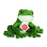 Teddy Hermann 92020 Frosch 15 cm, Kuscheltier, Plüschtier mit recycelter Füllung