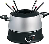 Tefal EF3000 Base Ronde Fondue | 1,200 Watt | mit sechs Gabeln | Für jede Fondueart: Öl, Käse, Schokolade | Silber/Schwarz