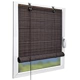 Sol Royal Bambusrollo 100 x 160cm SolDecor B86 - Sichtschutz Fenster Rollo Ohne Bohren - Raffrollo Bambus Inkl Klemmfix Träger - Holzrollo Natur mit Kindersicherheitsclip - Braun