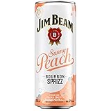 Jim Beam Bourbon Sprizz Sunny Peach, Whiskey Dose, ein erfrischendes Mixgetränk, 3% Vol, 12 x 0,25l Einweg